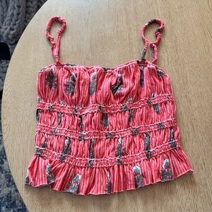 We The Free Red Smocked Top